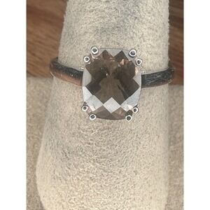 Natural  Smoky Topaz 925 Solid Sterling Silver  RING sz 8